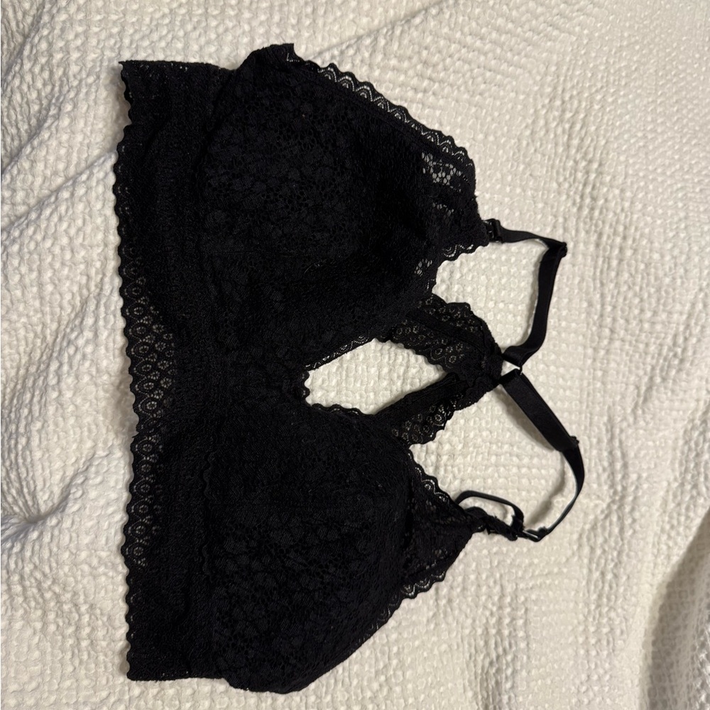 Chic Black Lace Halter Nursing Bralette